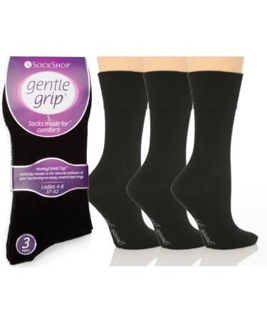 3 Pairs White Black Ladies Gentle Grip Loose Soft Top Diabetic Non Elastic Socks Size 4-8 4-8 Black - Buy Online on GoSupps.com