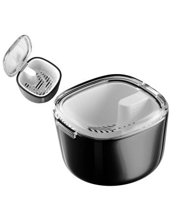 GMedHC braces with sieve portable prosthetic dinner cover invisible tooth clips storage box double -layer hollow drain prosthesis box for bracket cleaning box black a