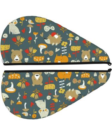 Shop Cute Animal Forest Microfiber Hair Towel | Super Absorbent Quick Dry Hair Wrap for Women - Perfect for Long Curly & Thick Hair - Buy Online on GoSupps.com