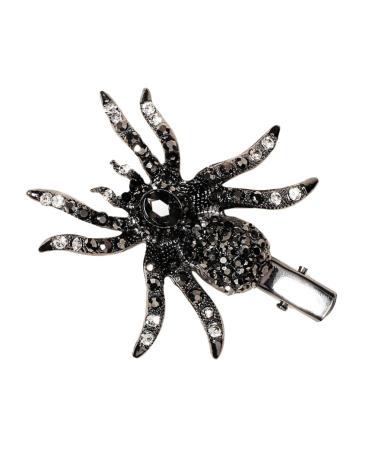 Lurrose Halloween Hair Clip for Women Gothic Sparkling Rhinestone Spider Hair Barrettes Halloween Party Masquerade Cosplay Accessory