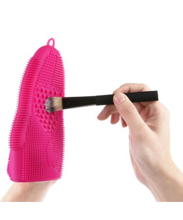 Buy Makeup Brush Cleaner Glove Mat - Silicone Cosmetic Scrubber for Face & Eye Brushes - Pink (Rose Red) - International Shipping Available - Buy Online on GoSupps.com