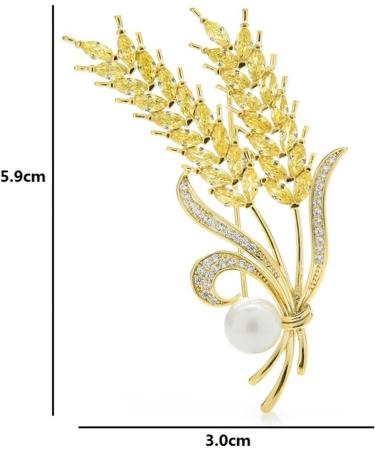 WIPPWER Pin Jewelry Gifts for Women Ladies Fashion Accessories Ladies Elegant Cubic Zircon Wheat Brooch Wheat Shape Wedding Banquet Brooch Pin Brooches & Pins - Buy Online on GoSupps.com