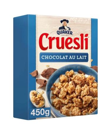 QUAKER CRUESLI - C r ales gourmandes au Chocolat au Lait - 450g pour un petit d jeuner croquant et savoureux - Epicerie Sucr e - Lot De 4 - Vendu Par Lot