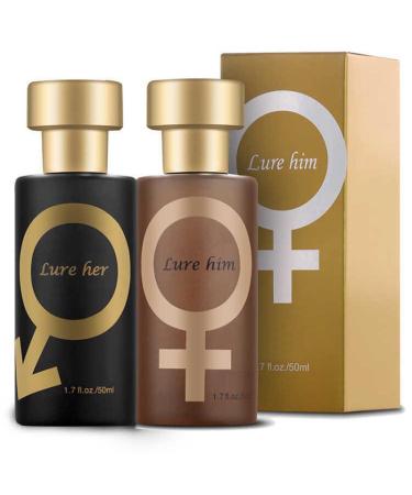 Golden Lure Pheromone Perfume Pheromone Perfume for Women Attract Men Lure Her Perfume for Men Romantic Pheromone Glitter Perfume Pheromones Cologne Perfume Spray for Men Women (for Him & Her)