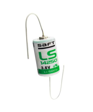 SAFT LS14250_AX 1/2AA 3.6V 1200mAh Axial Battery For Smart Utility Metering Emergency Backup Data Collection RFID Tracking Asset Tracking Theft Prevention MFG PN: 700053 NSN: 6135-01-669-4691