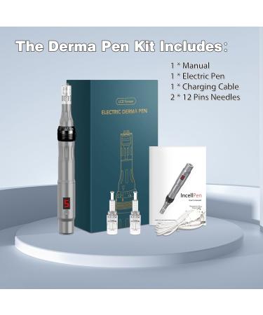 Derma Pen Hair Beard Growth INCELLICE Microneedling Pen 0.25-2.0mm Adjustable 5 Speeds Wireless Use Professional Electric Beauty Pen for Face Skin Care with 2 Replacement Cartridges and USB Charger Dermapen P40-Gery - Buy Online on GoSupps.com