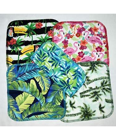 Tropical Life 2 Ply Printed Flannel 8x8 Inches Set of 5 Little Wipes - Eco-Friendly Reusable Cloths - Buy Online on GoSupps.com