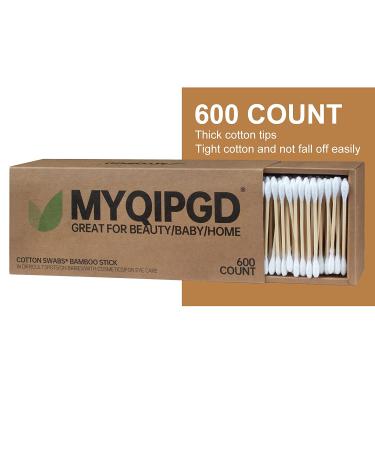 MYQIPGD Bamboo Cotton Swabs 600 Count - Biodegradable & Organic Wooden Qtips Cotton Swabs | Natural Cotton Buds | 3.0 inch (600 Bamboo) - Buy Online on GoSupps.com