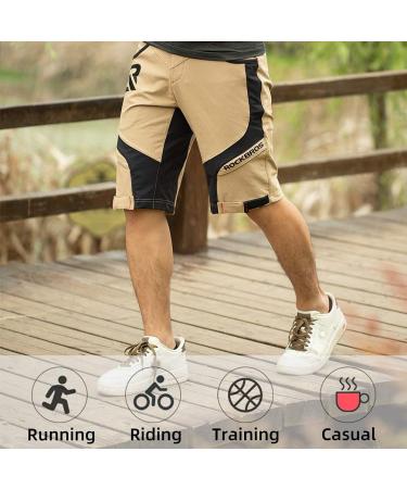 Rockbros Men's 4D Breathable Cycling Shorts with Seat Cushion - MTB Bike Pants in Black Light Brown & Gray (M-4XL) - Buy Online on GoSupps.com