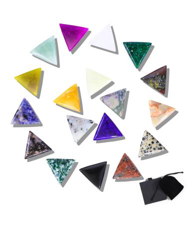 Aitsite natural triangular crystal 18 pieces of gemstones healing stones set healing crystals chakra stones happiness stones for crystal therapy meditation and decorations