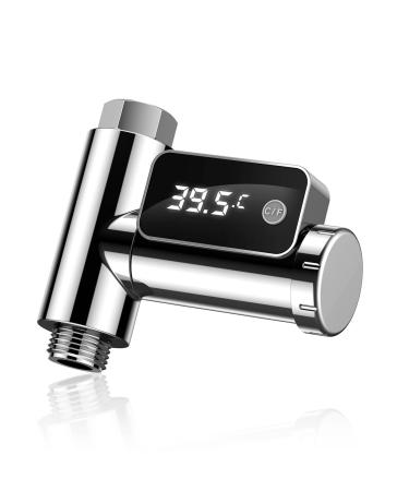 Shower Thermometer Led Digital Display 5 85  Baby Bath Water Thermometer 360 Rotating Screen Celsius/Fahrenheit Display For Home Bathroom Kitchen 10.3*9*5cm Silver