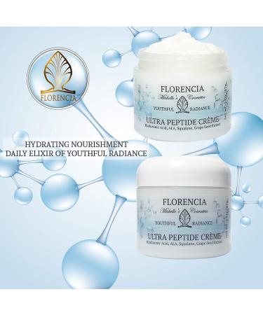 Florencia Ultra Peptide Cream - Nourishing Face Moisturizer with Hyaluronic Acid & Peptides | Deep Hydration Firming & Fine Line Improvement | Natural Organic Vegan - 2 OZ - Buy Online on GoSupps.com