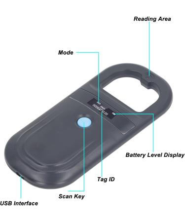 Portable Pet ID Microchip Reader | 134.2kHz Black Rechargeable Animal Chip Scanner | Pet Tag Scanner for Global Shipping - Buy Online on GoSupps.com