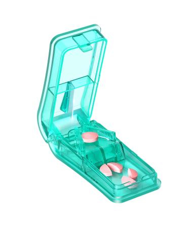 Pill Cutter Pill Splitter with Blade and Storage Compartment for Small or Large Pills Cut in Half Quarter for Pills Tablets (Green)