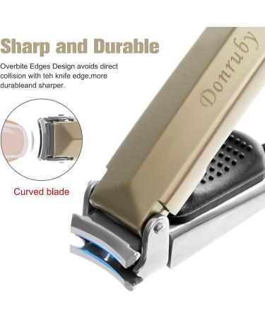Premium Donruby Nail Clipper Set - 15mm Wide Easy Press Lever, Curved Blade, Nail File - Ideal for Men, Women, Seniors - Nickel Color - Buy Online on GoSupps.com