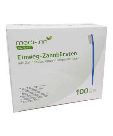 Medi-Inn disposable toothbrushes Disposable toothbrushes with toothpaste blue PZN 05024152 Travel toothbrushes (100 pieces) 1 piece (100 pack) - Buy Online on GoSupps.com