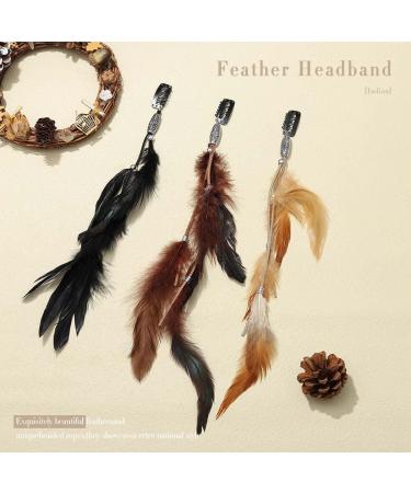 Generse Feather Hair Clips Boho Hippie Feather Hair Extensions Indian Headdress for Women and Girls (3 Pieces) - Buy Online on GoSupps.com