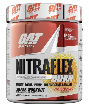 GAT NITRAFLEX Burn Pre Workout Thermogenic Powder - Spicy Mango Rita - 30 Servings