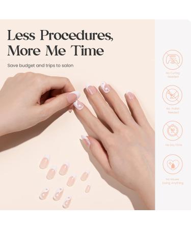 Beetles Press On Short French False Nails - 30PCS White & Nude Full Cover Nails with Glue & Adhesive Tabs - Mini File Included - for Women & Girls - Buy Online on GoSupps.com