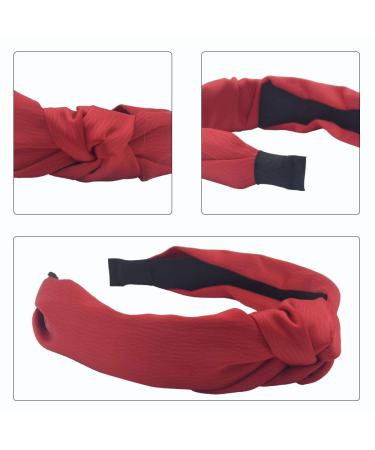 Satin Knotted Headband for Women - Wide Turban Style in Red - Buy Online on GoSupps.com