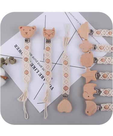 GLASSNOBLE Baby Pacifier Chain - Beech Wood with Clip & Cotton Rope - Cloud Design Nipple Holder - Safe & Stylish International Shipping - Buy Online on GoSupps.com