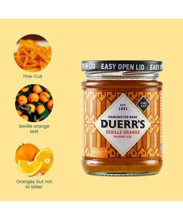 Duerr's Fine Cut Seville Orange Marmalade | 6 x 340g Pack | Traditional Marmalade Made with The Finest Orange Zest Pieces | Sweet Flavor and Texture - Buy Online on GoSupps.com