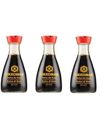 KIKKO Kikko man Salsa di Soia Fermentazione Glass Bottles for Naturally Fermented Soy Sauce 150 ml (Pack of 3)