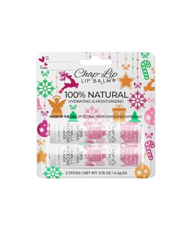 100% Natural Lip Balm Set - Beeswax Natural Christmas Gifts for Her - Ideal Gift for Women - Lip Moisturizer for Dry Lips, Cocoa Butter - Vanilla White Cake, Pack of 2 Vanilla White Cake 2 Count (Pack of 1)