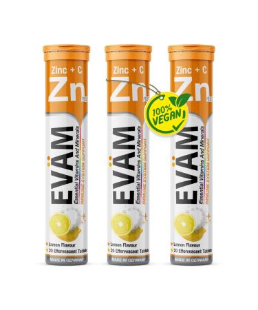 EV M EV M Effervescent Zinc Tablets plus Vitamin C I Lemon Flavor I 3 x 20 effervescent tablets vitamin C zinc I Compl
