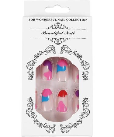 Coffin False Nails Short Fake Nails Graffiti Artificial Acrylic Press on Nails Full Cover Stick on Nails 24pcs for Women and Girls (Color : BROWN Size : 24 Count (Pack of 1)) - Buy Online on GoSupps.com