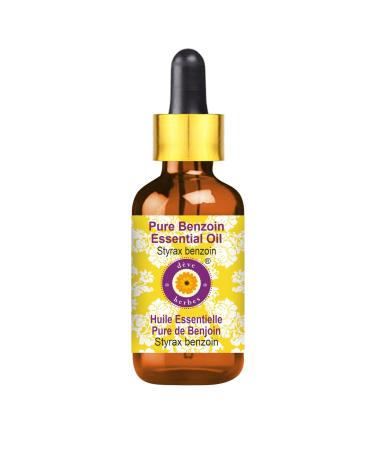 Deve Herbes Pure Benzoin Essential Oil (Styrax Benzoin) with Glass Dropper Steam Distilled 15ml (0.50 oz)
