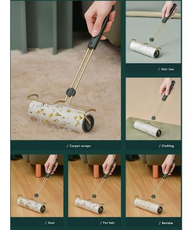 16cm Large Surface Lint Roller for Pet Hair - Extra Sticky 300 Sheets Includes 1 Handle & 5 Refills - Portable Fur Removal Tool in Green - Buy Online on GoSupps.com