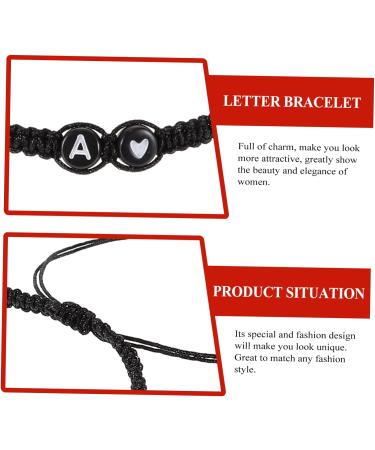 VALICLUD 4pcs Black and White Heart Bracelet Black Rope Bracelet Matching Unisex Beads Heart Bracelet Mens Cuff Bracelet Rope Bracelets Men and Women To Weave The Letter Is Acrylic Gift 6X6X0.5CM Black A - Buy Online on GoSupps.com