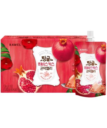 RAWEL Thingle Delicous Konjac Jelly 1box (130ml x 10packs) / 6 Calories/Sugar Free/Low Calories/Fruit Flavor Jelly with Low carb/Drinkable Zero Sugar Jelly Dessert (Hibiscus & Pomegrante)