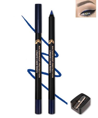 Blue Gel Eyeliner Pencil Sharpenable Multi-Use Colored Eyeliner Waterproof Smudge-Proof Cream Smooth Matte Eye Liner Pen Long Lasting Waterline Eyeliner with Sharpener High Pigmented Eye Makeup-03 03 Blue