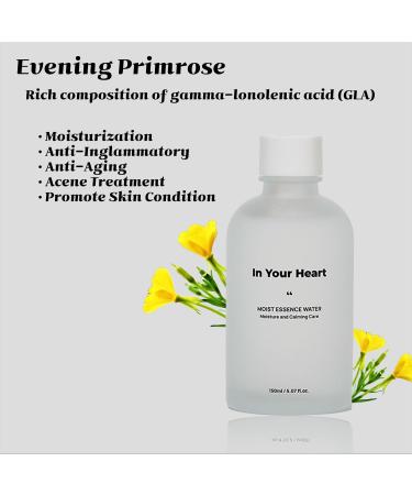 In Your Heart Evening Primrose Essence Water - Hydrating Face Toner for Dry Skin | Korean Moisturizing Skin Care for Men & Women - 150ml - Buy Online on GoSupps.com