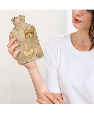 Lock Retro Key Hot Water Bottle with Plush Cover | Ideal Hand Warmer for Adults & Children - 26.5x15.3cm - Buy Online on GoSupps.com