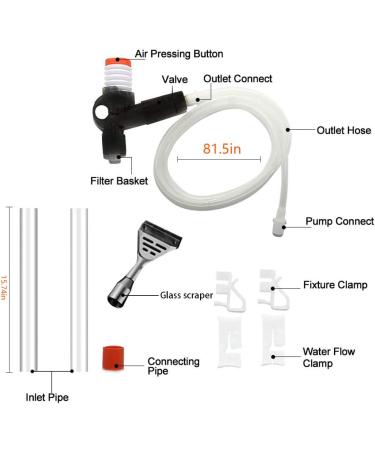Fish Tank Gravel Cleaner Kit for Water Changing and Filter Cleaning - Long Nozzle with Air-Pressing Button, Adjustable Flow Controller - BPA Free - Buy Online on GoSupps.com