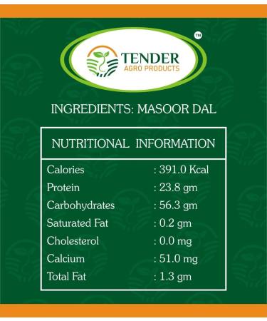 TENDER AGRO PRODUCTS Hygienically Processed Natural Masoor Dal with More Protein and Iron Rich No Added Preservatives (5 Kg) 11.02 Lbs Pack - Buy Online on GoSupps.com