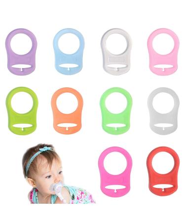 Xpoos 10 pieces silicone ring for pacifier silicone ring adapter BPA-free baby silicone ring pacifier holder for pacifier chains pacifier holder silicone ring for baby mam pacifier