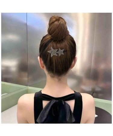 Aneneiceera Vintage Crystal Star Hair Comb Clip Black Cz Hair Barrette Clip Bling Rhinestone Head Comb Headwear Shine Star Headpieces Decorative Hair Accessories for Women and Girls (Black)