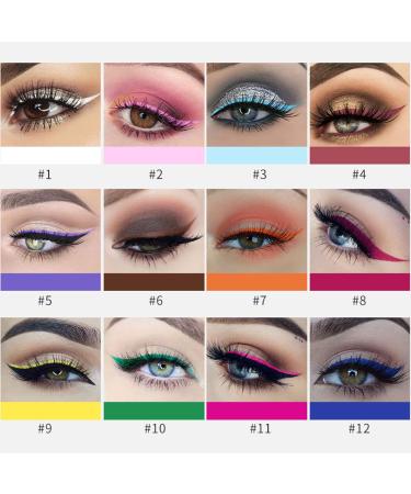 Allbesta 12 Colors Liquid Eyeliner Set - Matte Waterproof Makeup Precise Rainbow Eyeliner Pens (12pcs) - Shop Internationally - Buy Online on GoSupps.com