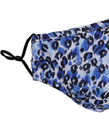 Washable Reusable 3 Layers Cotton Cloth Mask - Blue & White Leopard Print | One Size Fits Most - International Shipping Available - Buy Online on GoSupps.com