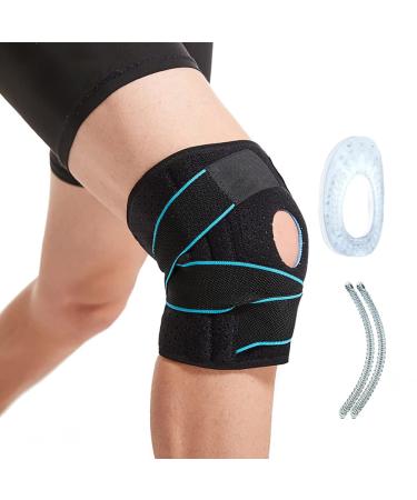 Knee Brace (BLUE) with Side Stabilizers & Patella Gel Pads for Women and Men Knee Support Knee Pain Sports Workout Arthritis ACL Joint Pain Relief