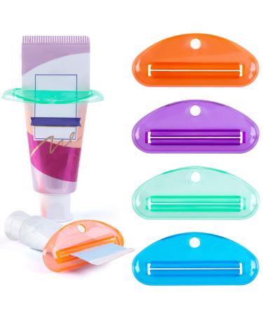 LOVEINUSA Toothpaste Squeezer Toothpaste Tube Squeezer 4PCS Tube Squeezer Hanging Toothpaste Clips for Bathroom Assorted Colors Multicolor-5