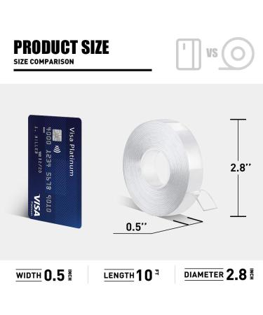 CLAVICHORD Double Sided Tape Heavy Duty  1/2inch 10ft Clear Mounting Tape Sticky Removable Two Sided Tape No Residue Strong Adhesive Acrylic Tape for Carpets/Poster/Craft/Wall/Picture 0.5  Transparent - Buy Online on GoSupps.com
