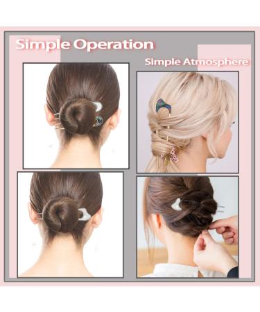 4 Pcs Vintage U-Shaped Hair Pins Set for Women - Gold & Silver Metal Hair Sticks for Chignon Hairstyles - Buy Online on GoSupps.com