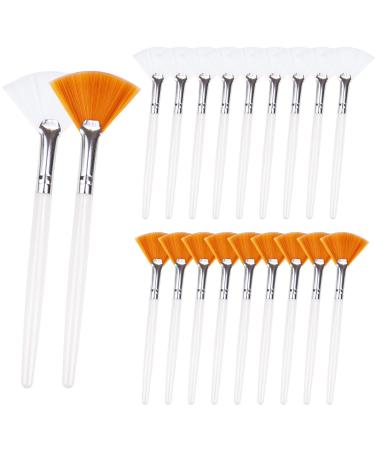 20 Pieces Fan Brushes Facial Applicator Brush Soft Makeup Mask Acid Applicator Brush Esthetician Cosmetic Brush for Mud Cream Makeup Peel (White and Yellow)