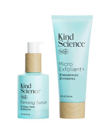 Kind Science by Ellen DeGeneres 2-Piece Skin Care Set with Micro Exfoliant & Firming Face Serum - Hyaluronic Acid Serum & Exfoliating Face Wash
