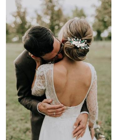 IYOU Flower Bridal Hair Comb Green Crystal Hair Accessories Rhinestone Wedding Sides Combs Bride Bridesmaid Hair Piece Headpiece for Women - Buy Online on GoSupps.com